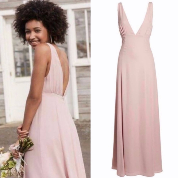 Wayf Dresses & Skirts - SOLD WAYF Kiara Empire Plunge Neck Gown in Rose Size Large